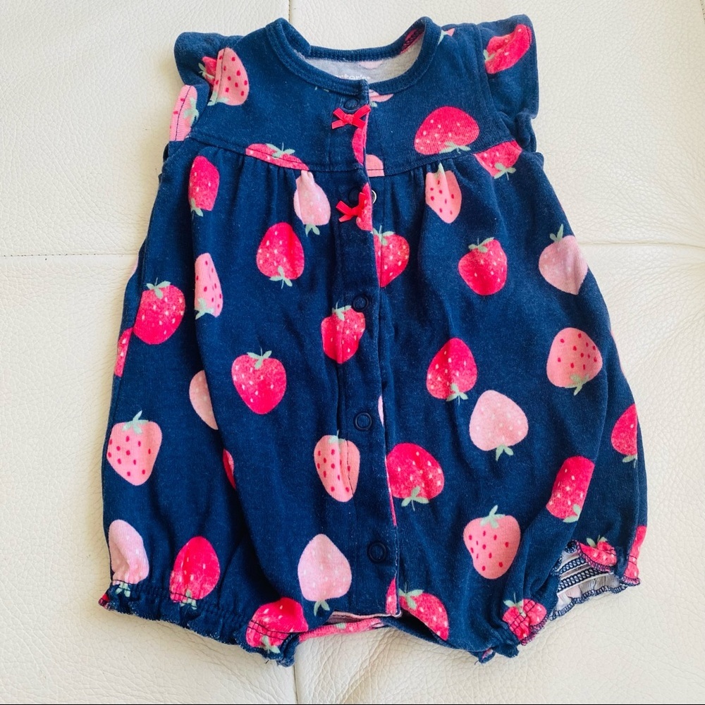 Carter’s Baby girl Strawberry cute bubble romper easy on and off
